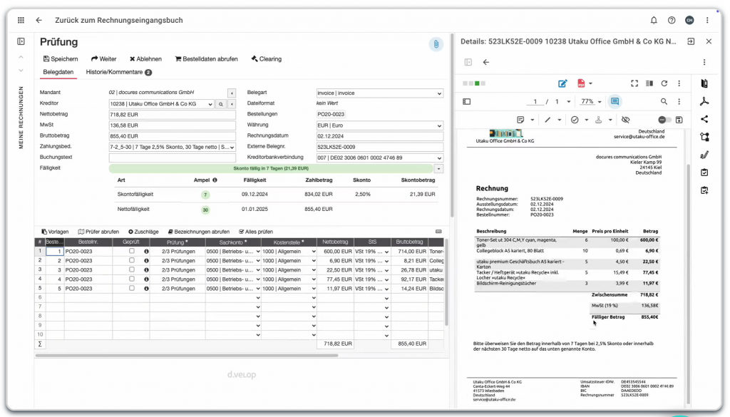 Rechnungen kontieren und freigeben